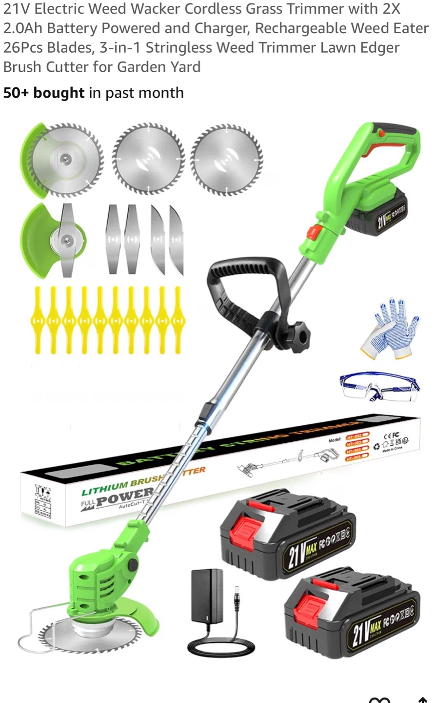 21V Cordless Weed Eater with 2 Batteries, Charger , V23