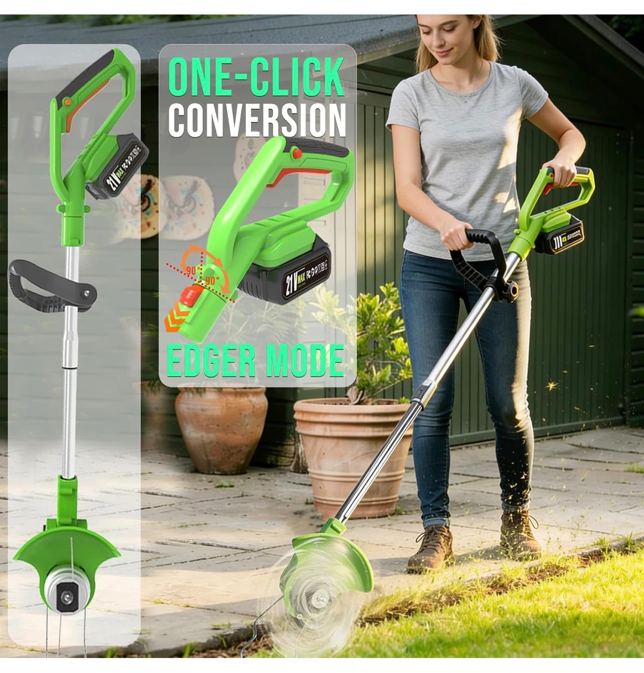 21V Cordless Weed Eater with 2 Batteries, Charger , V23 - photo 2