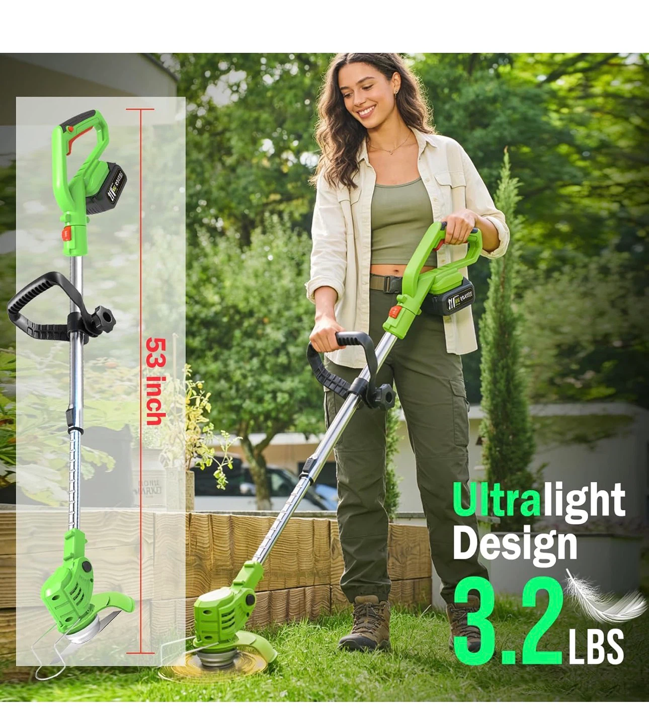 21V Cordless Weed Eater with 2 Batteries, Charger , V23 - photo 4