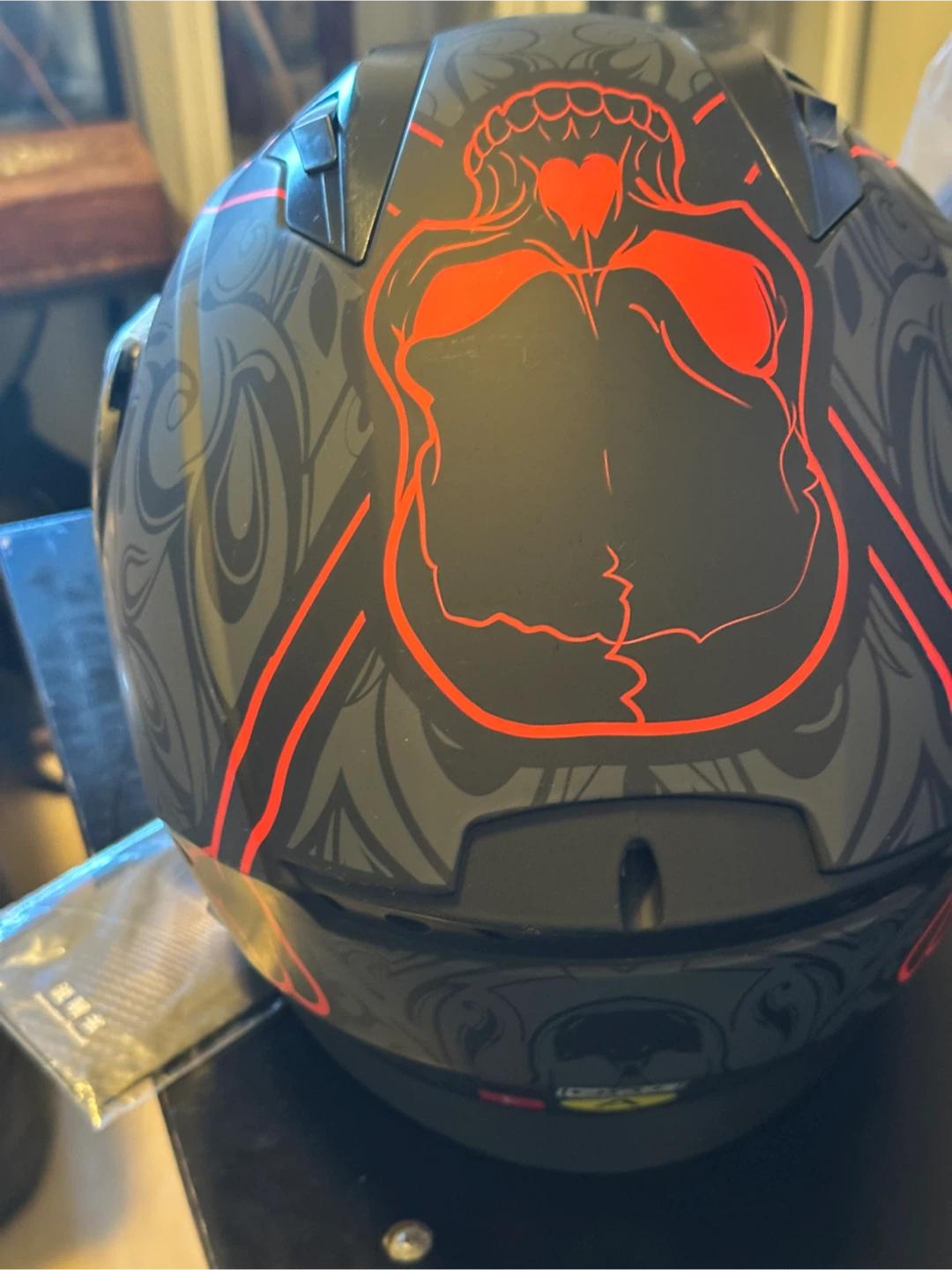 RZ Matte Black Red skull Motorcycle Helmet - photo 2