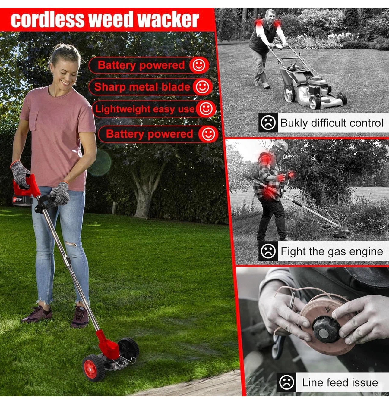 21V Cordless Weed Wacker, Trimmer & Edger Set V22 - photo 5