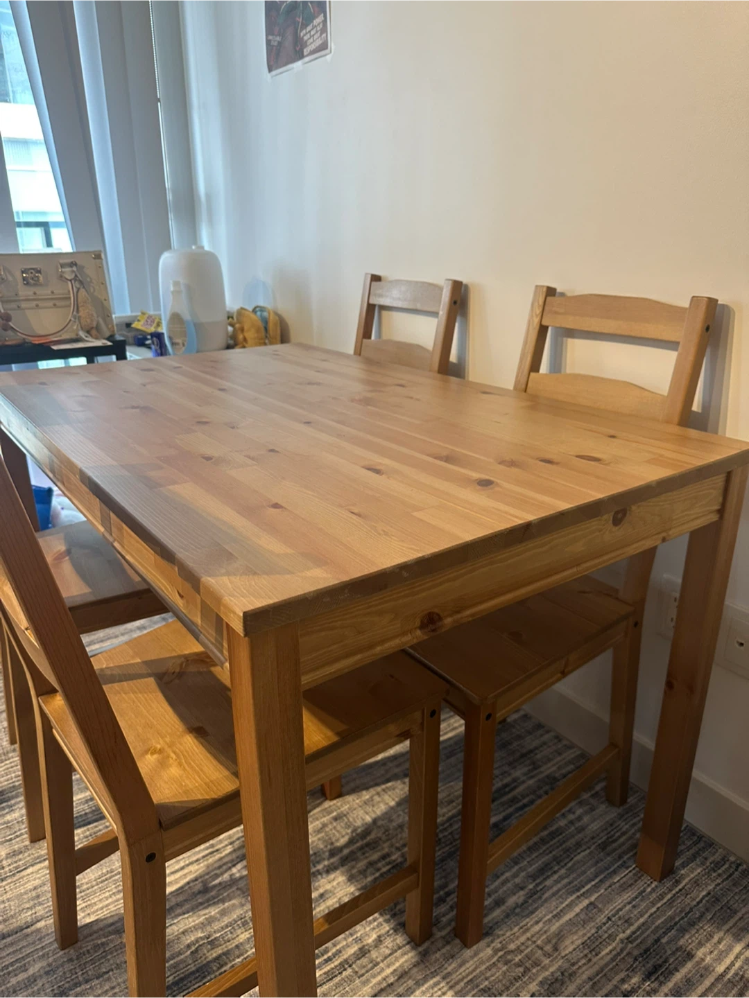 IKEA Wooden table with 4 matching chairs and 4 cushions - photo 2