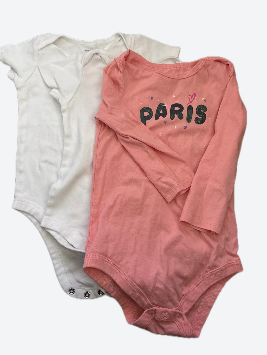 Baby Girl Bodysuits - Pink Paris & White