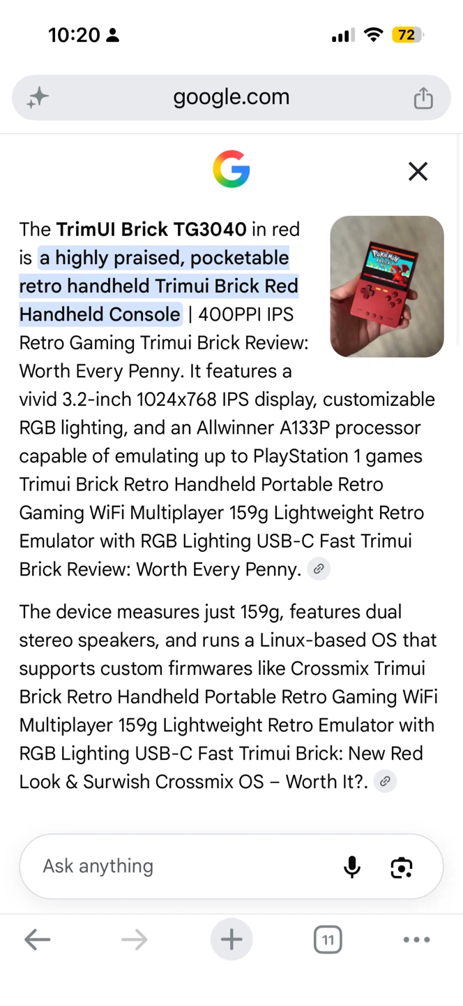 Trimui Brick TG3040 Retro Handheld Game Console