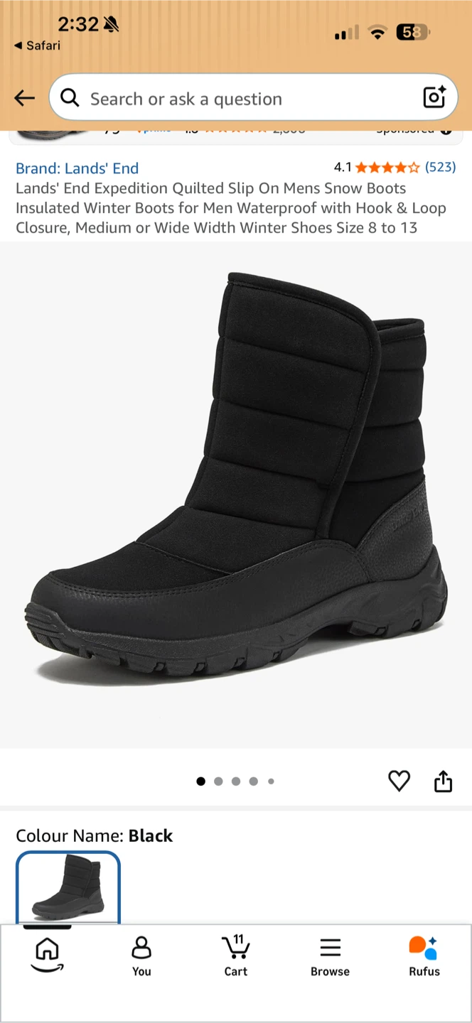 Lands' End Men's Insulated Snow Boots Size 13M - photo 3