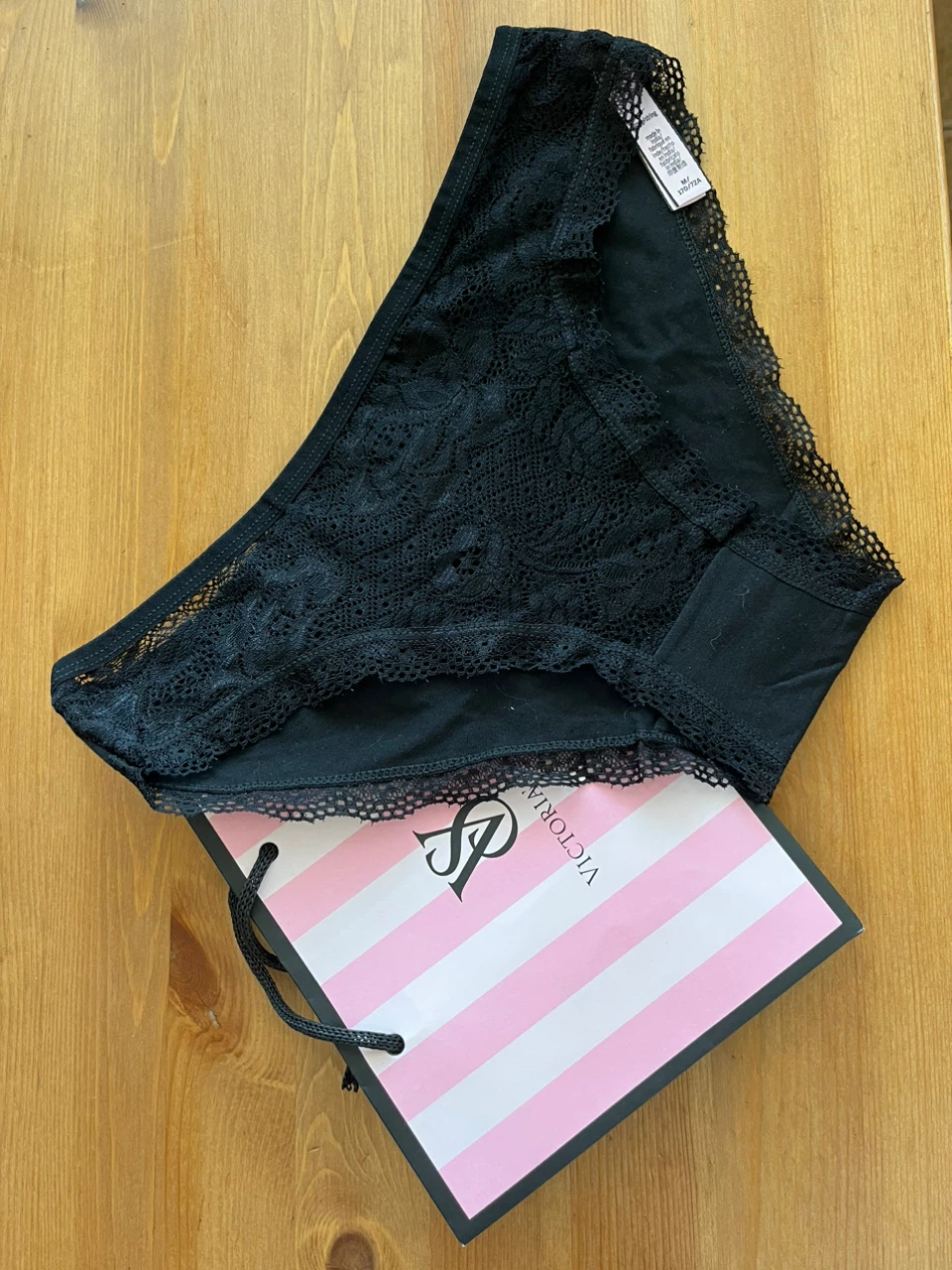 Victoria's Secret Black Lace Panty - Size M