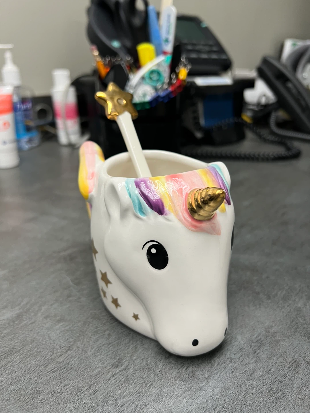 Unicorn Mug with Star Stirrer – $10