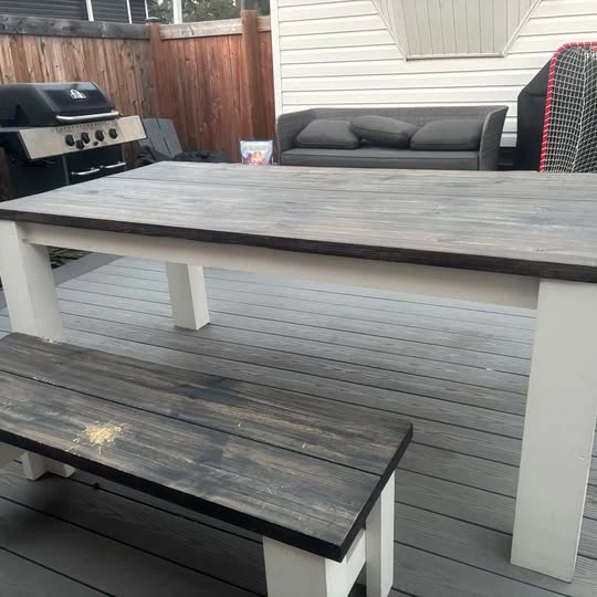 Outdoor Dining Table and Bench Set - photo 2