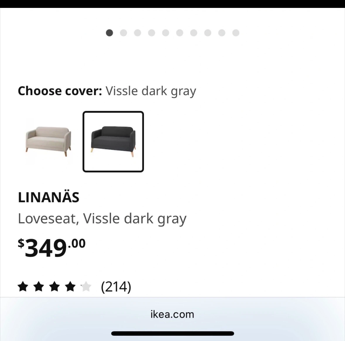 IKEA LINANÄS Loveseat - Vissle dark gray - photo 2