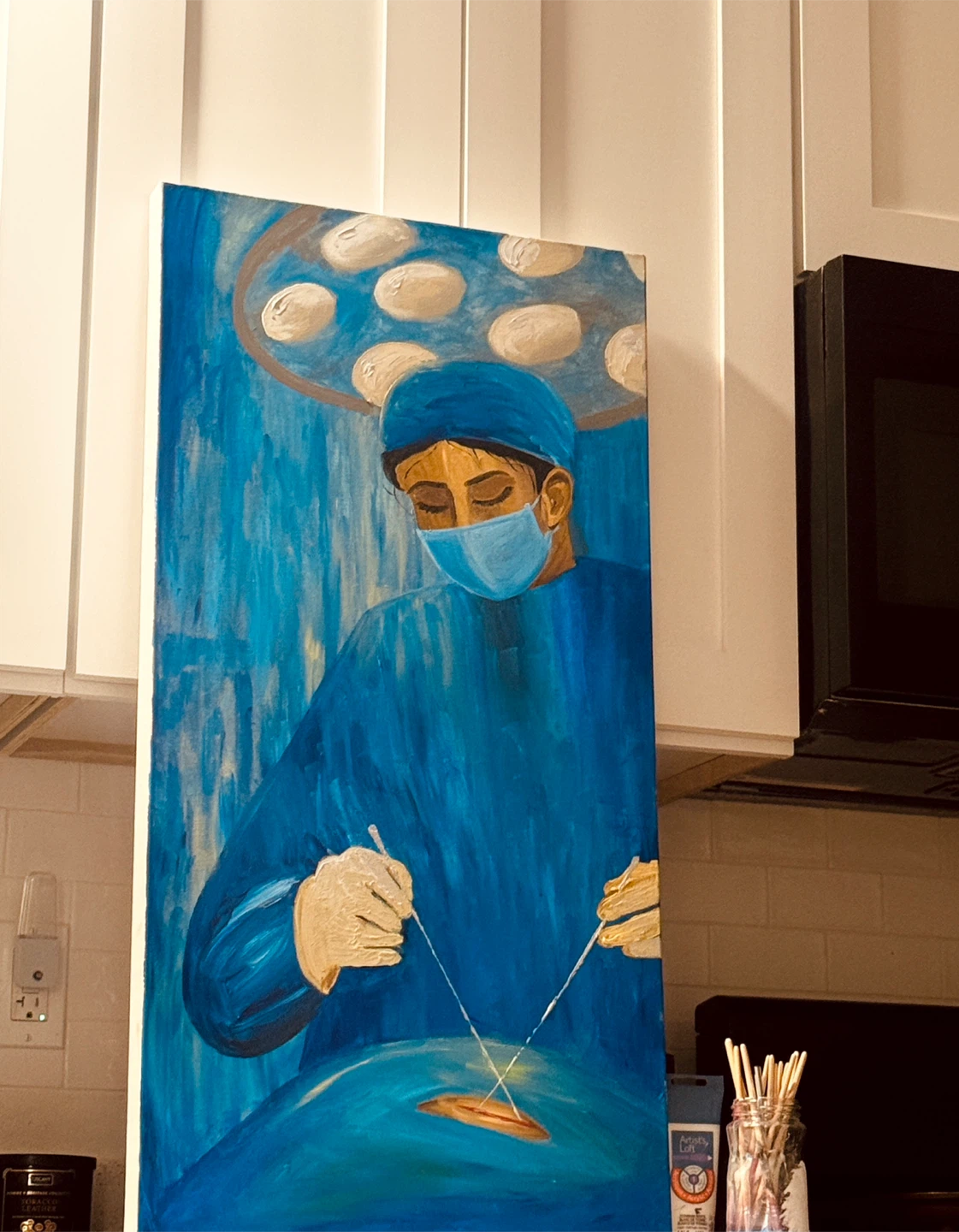 Original Painting of Surgeon in Operation