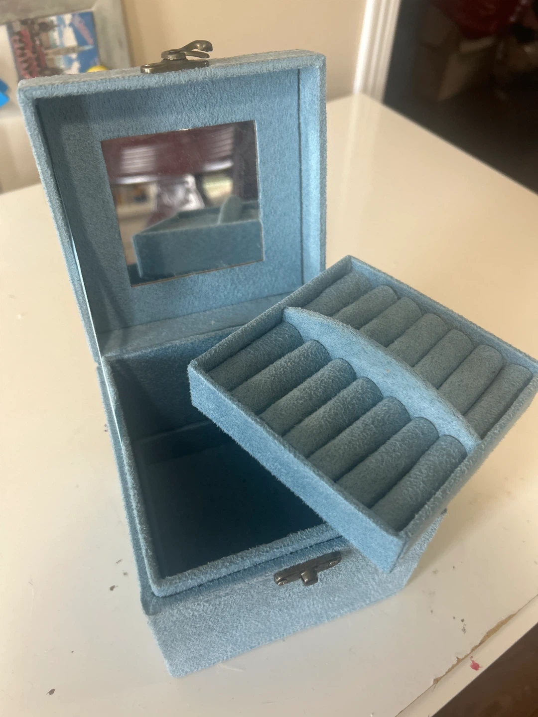 Light Blue Jewellery Box with Mirror - photo 2