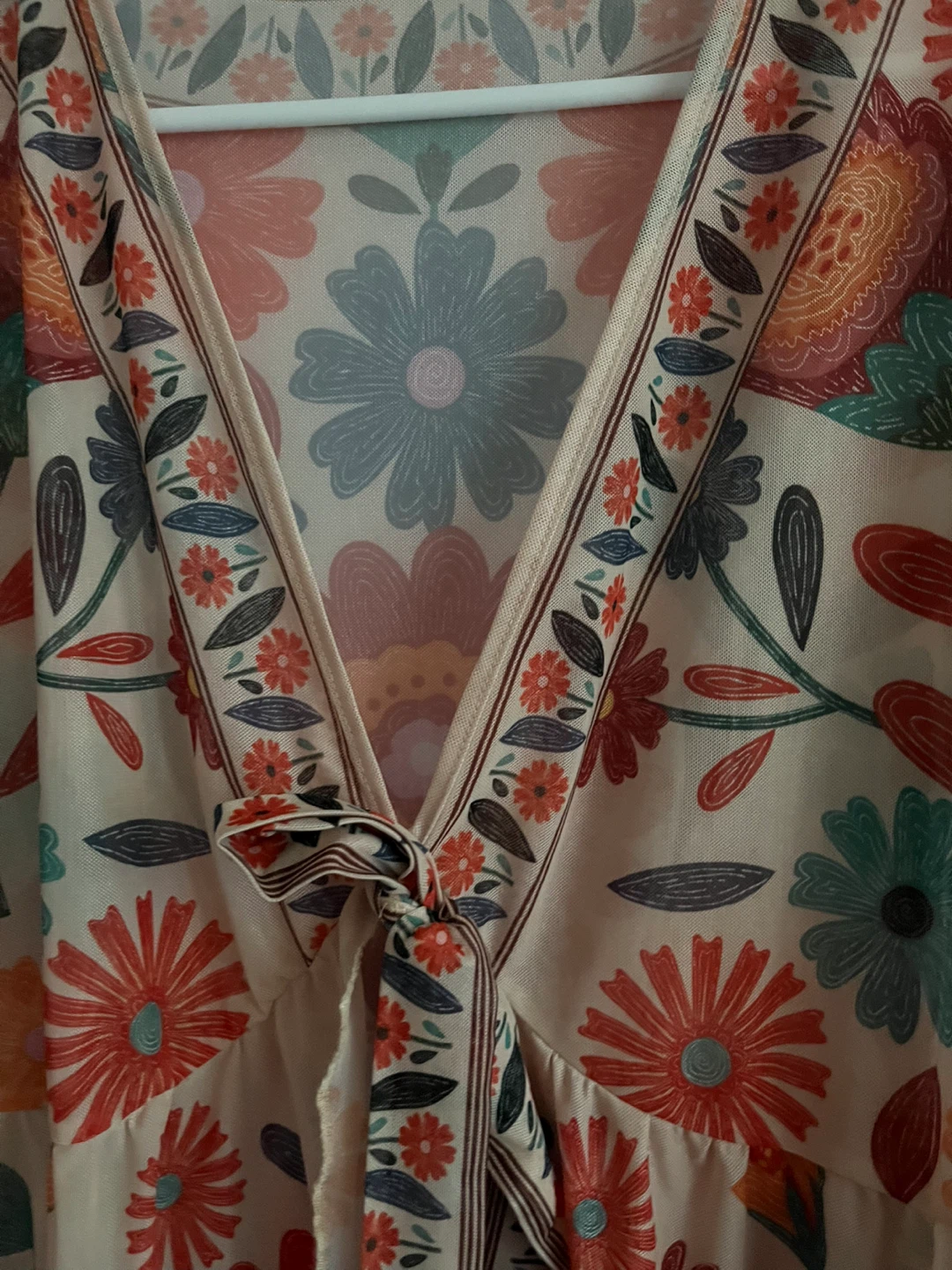 Floral Print V-Neck Bell Sleeve Top - photo 3