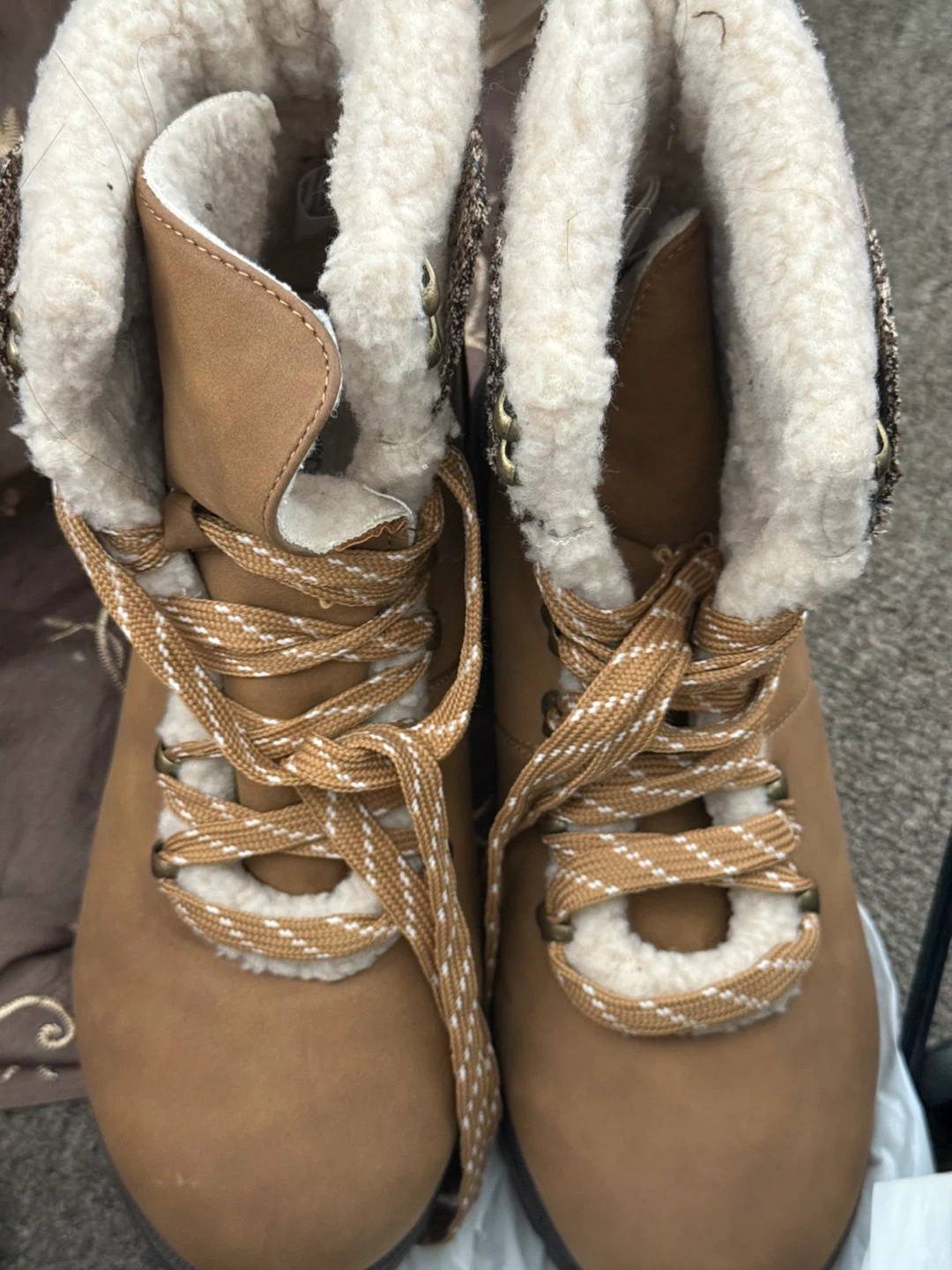 Brown Winter Boots with Fur Lining - Size 8