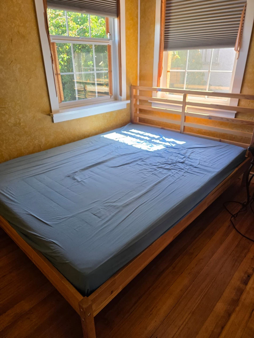 Wooden Bed Frame IkEA with mattress