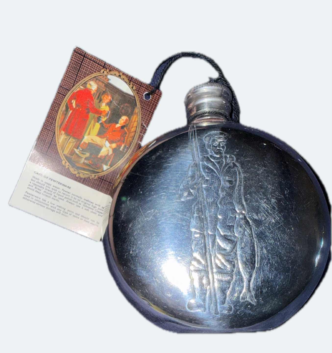 Vintage Pinder Bros English Pewter Flask Canteen