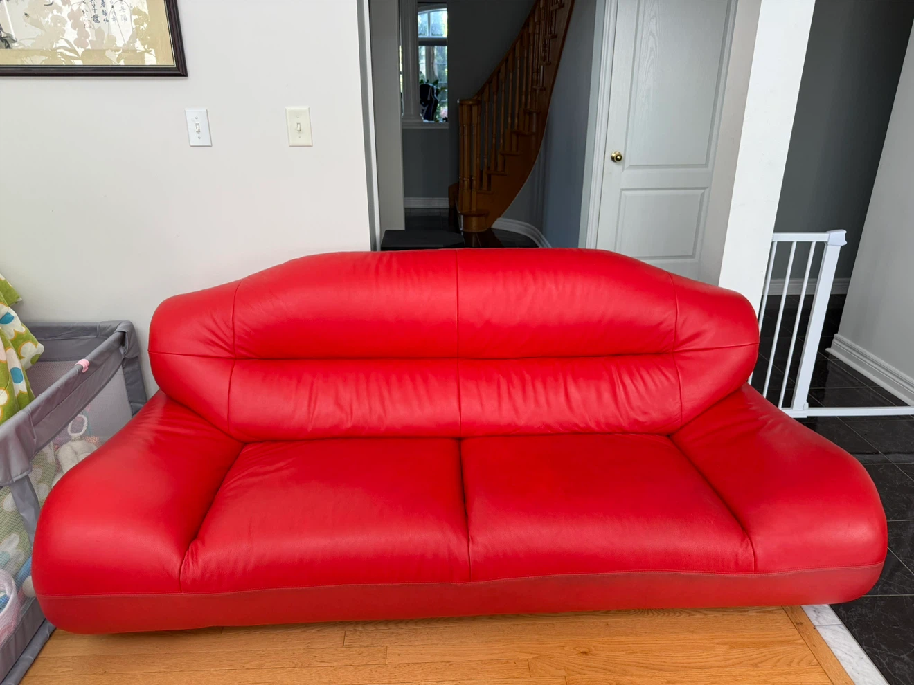Red Leather 3 Piece Couch Set