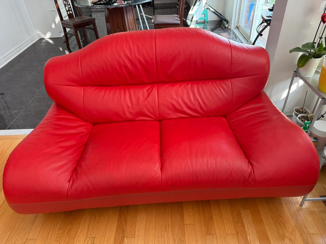 Red Leather 3 Piece Couch Set - photo 2