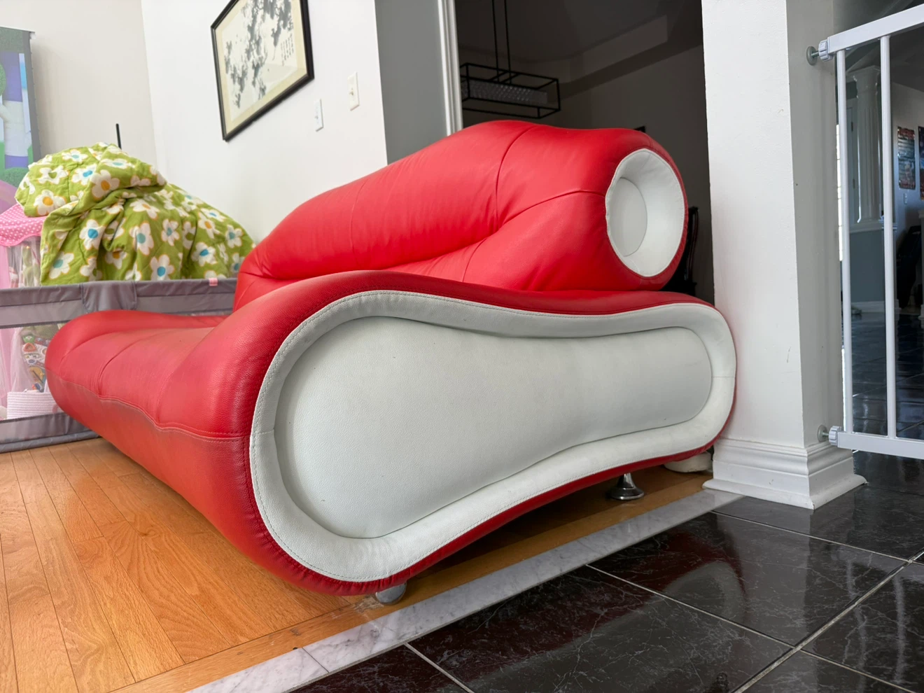 Red Leather 3 Piece Couch Set - photo 3