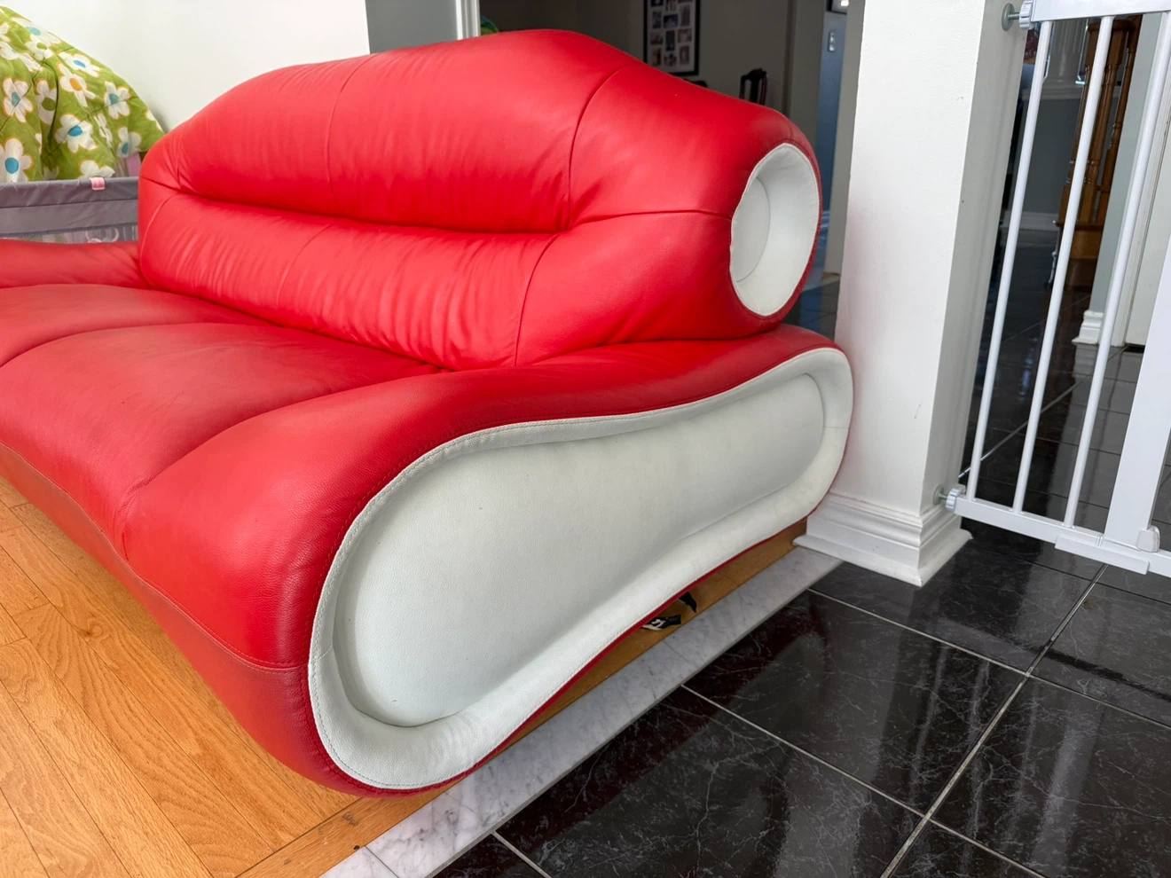 Red Leather 3 Piece Couch Set - photo 4
