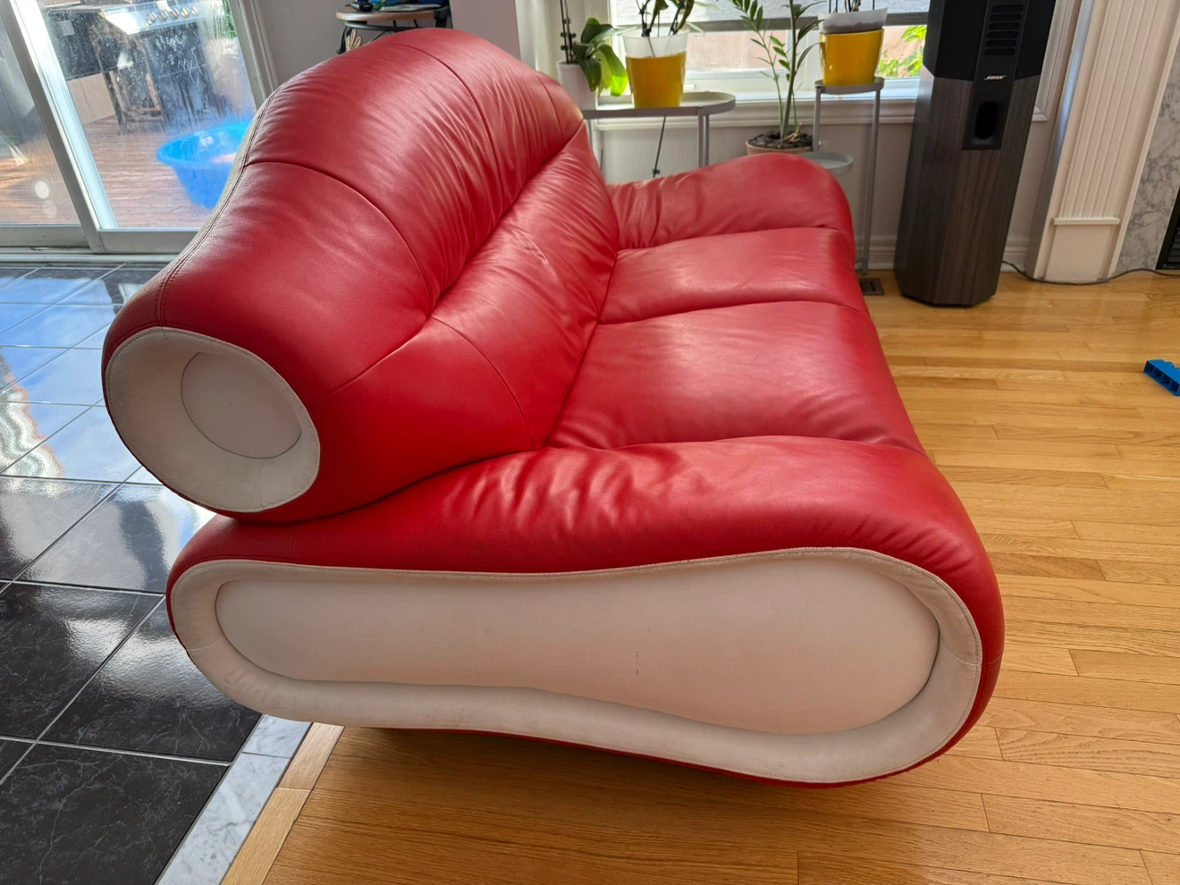 Red Leather 3 Piece Couch Set - photo 5