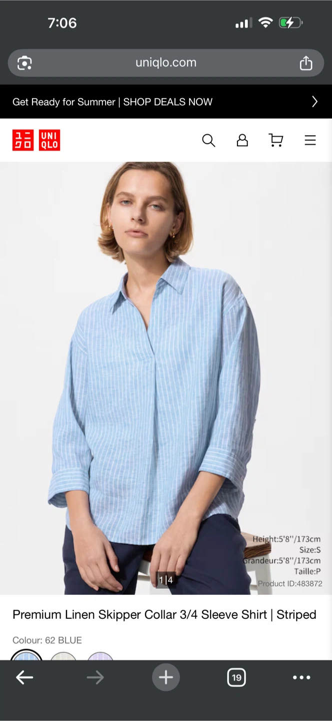 Uniqlo Premium Linen Skipper Collar Shirt - Women's Size S