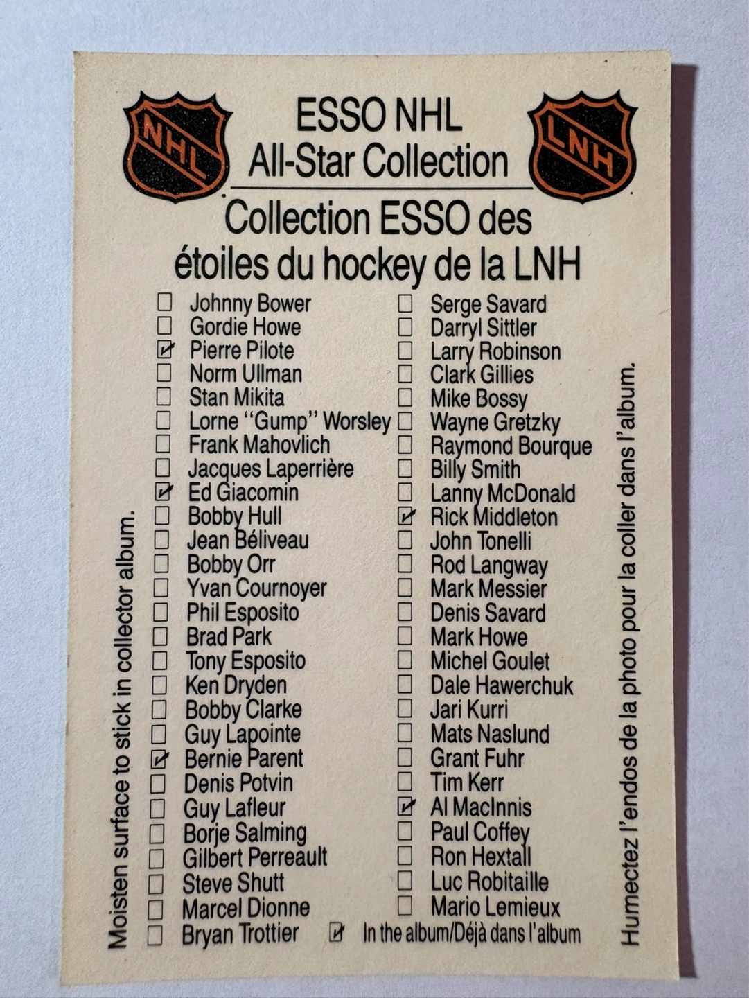 ESSO NHL All-Star Collection Card - Darryl Sittler - photo 2