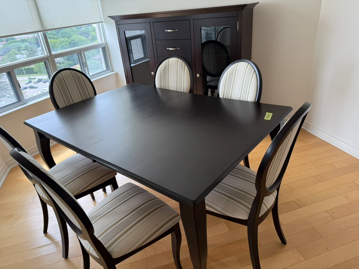 Dark Brown Dining Table with 6 Chairs - photo 2