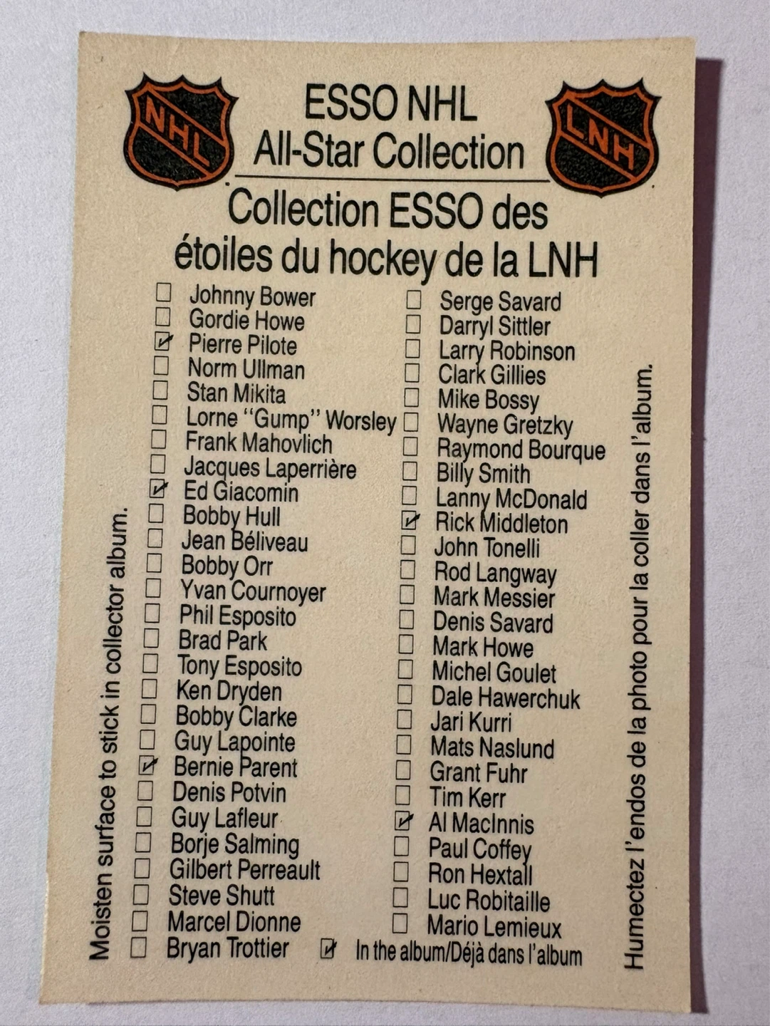 ESSO NHL All-Star Collection Larry Robinson Hockey Card - photo 2