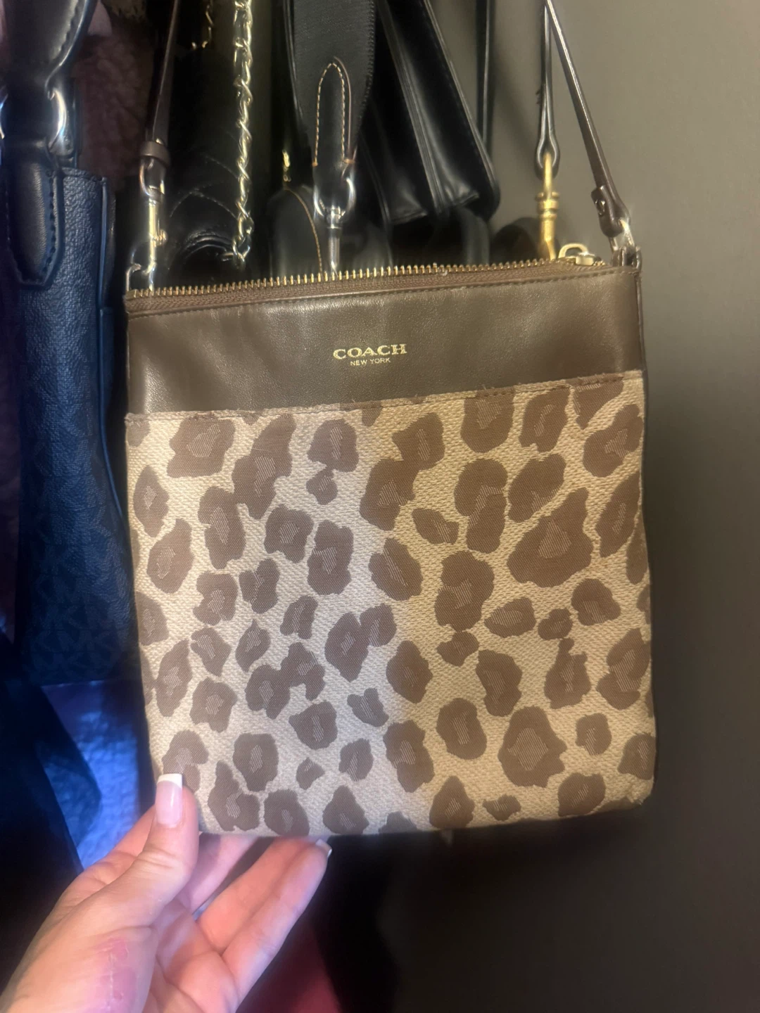 Coach New York Leopard Print Crossbody Bag