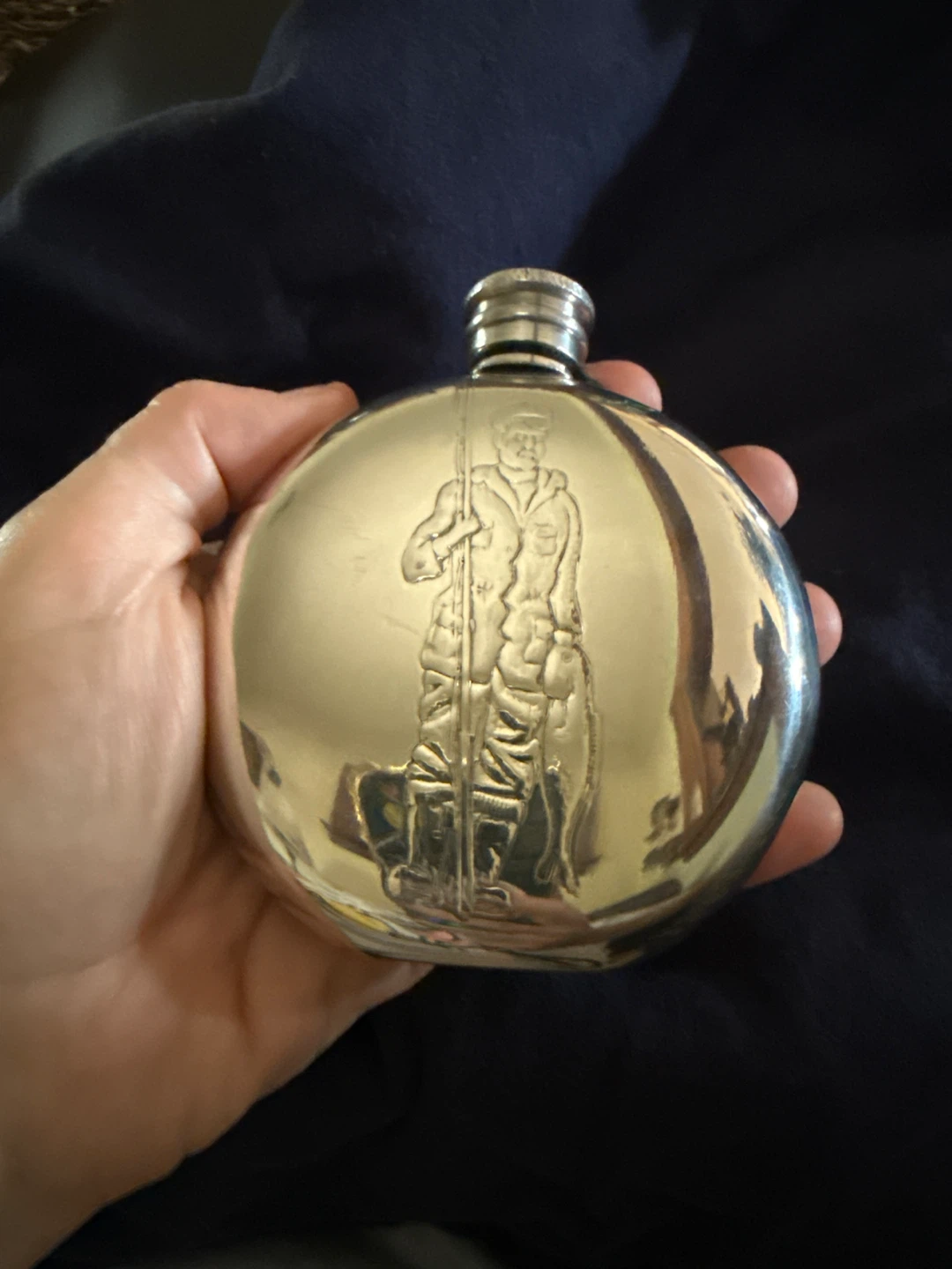 Vintage Pinder Bros English Pewter Flask Canteen - photo 4