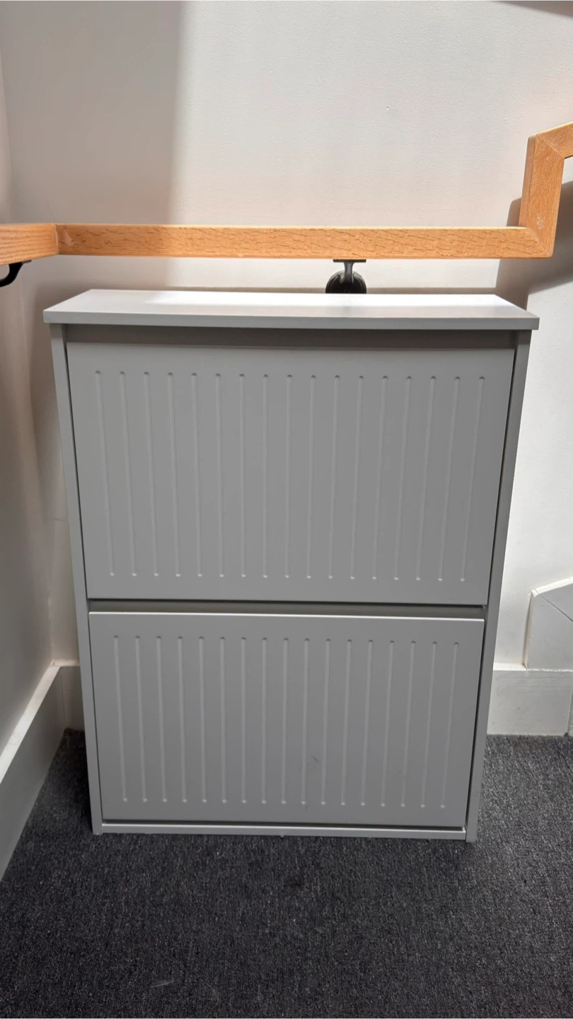 White Two-Tier Shoe Cabinet
