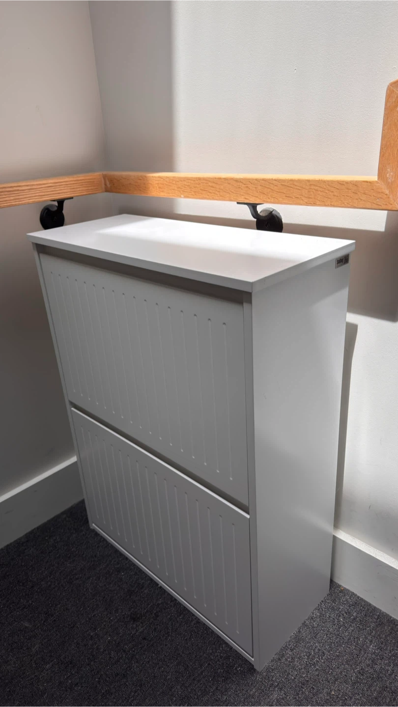 White Two-Tier Shoe Cabinet - photo 2