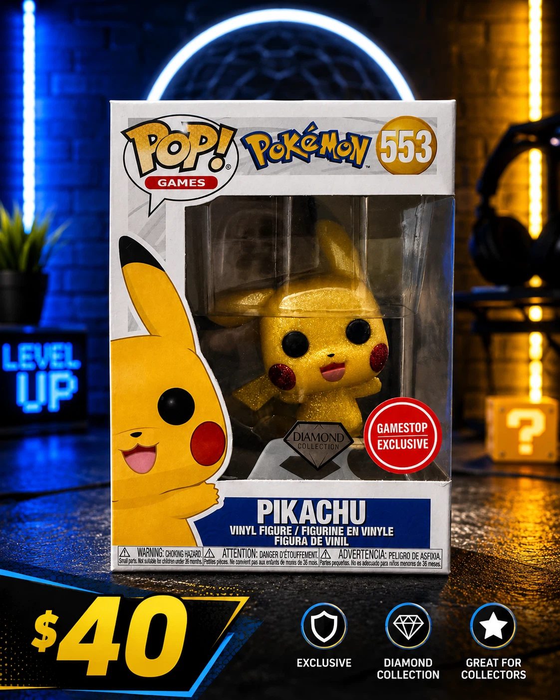 Funko Pop! Pokemon Pikachu #553 Diamond Collection