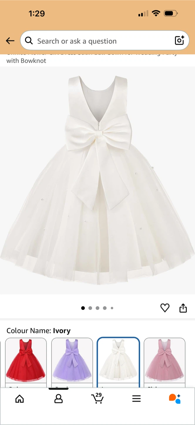 White Flower Girl Dress with Large Bow - photo 2
