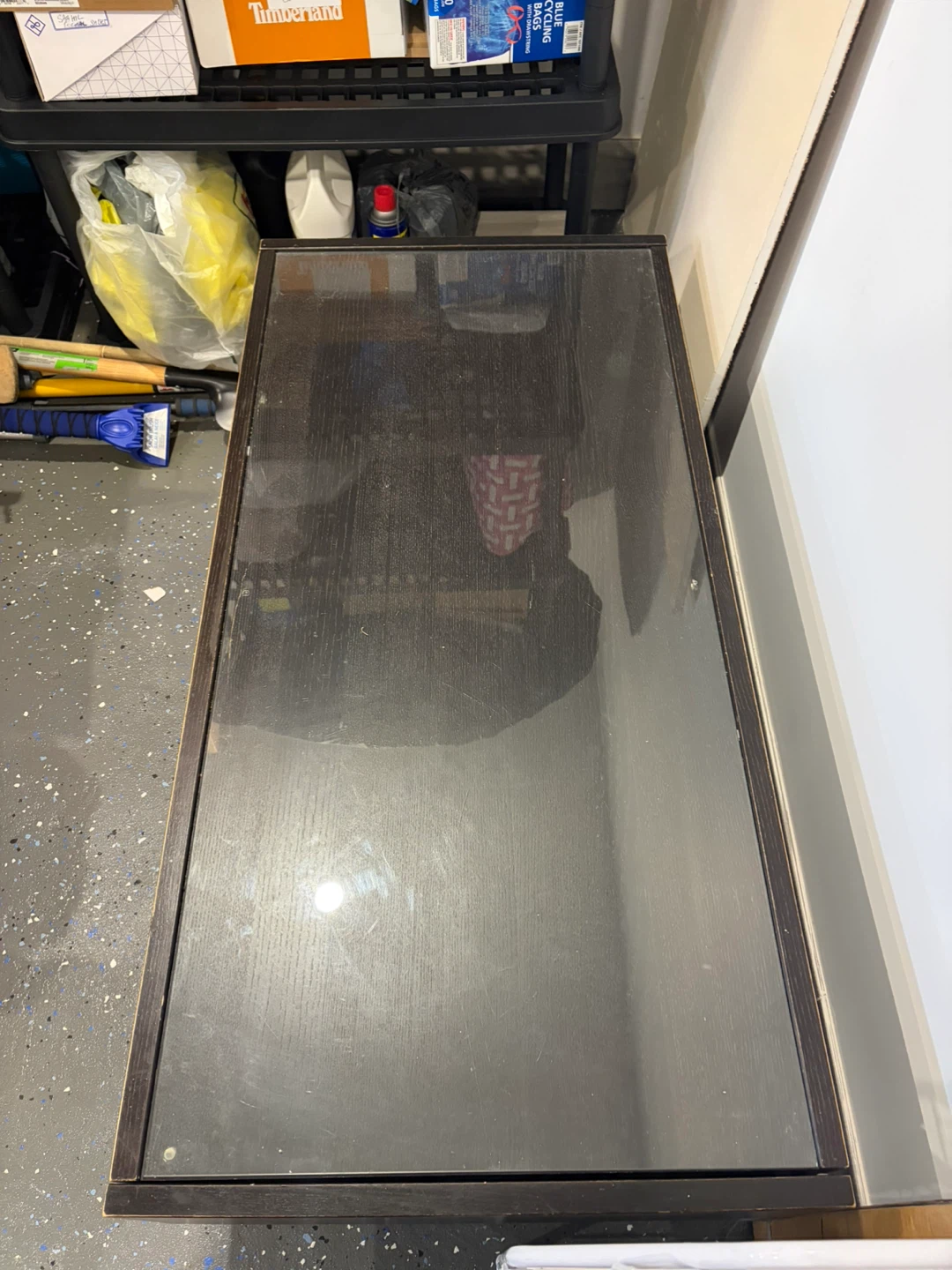 Dark Wood Coffee Table with Glass Top