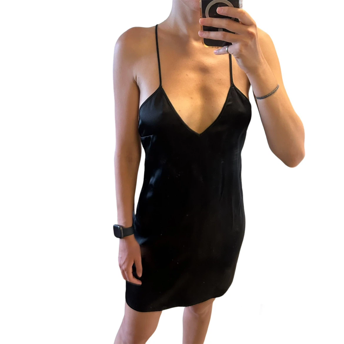 Le Merceau Low-Back Black Silk Slip Mini Dress XS/S - photo 3