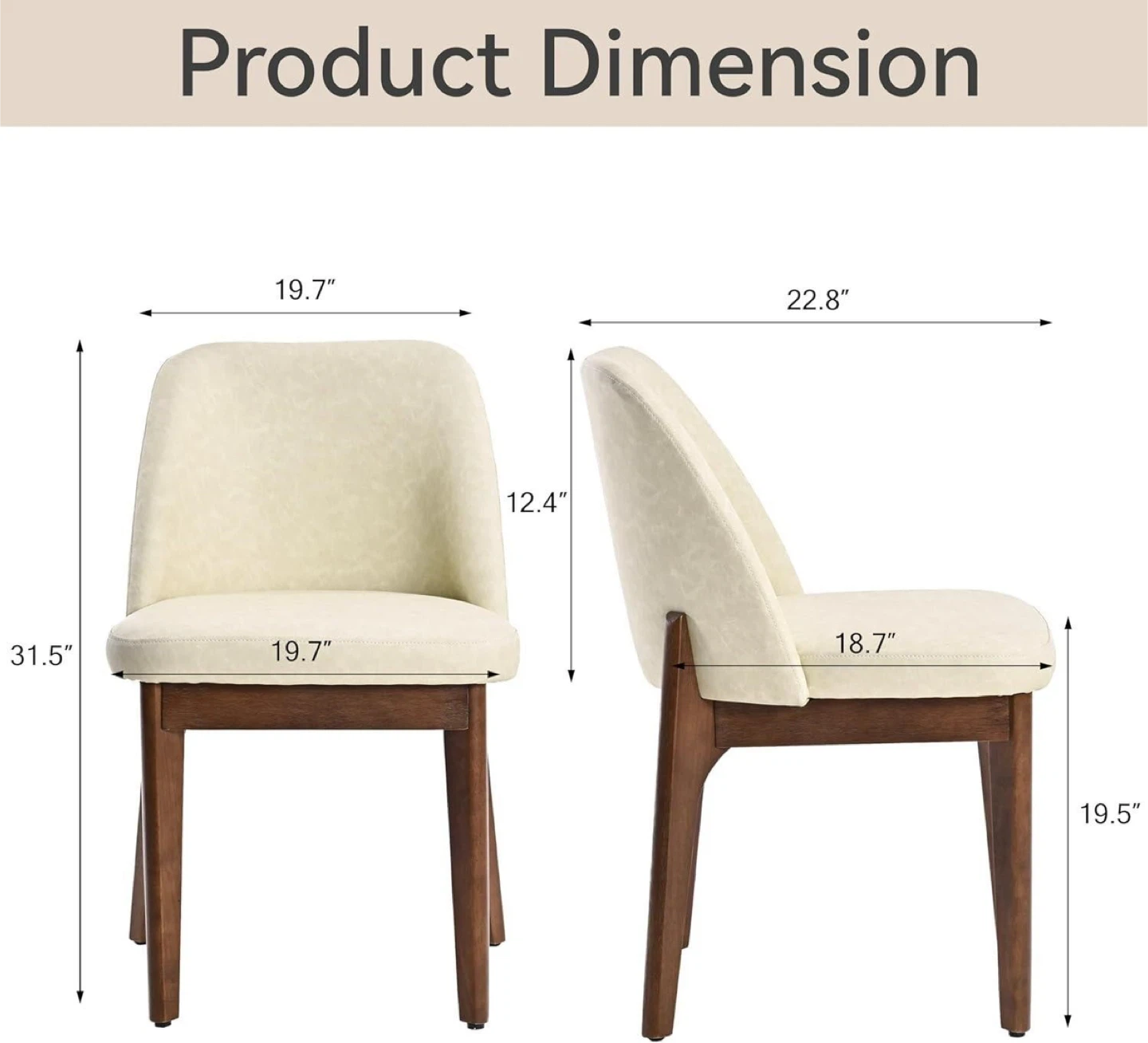 Cream Faux Leather Dining Chairs (Set of 2) - photo 2