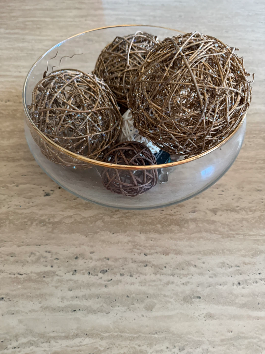 Decorative Woven Balls with glass bowl - photo 2