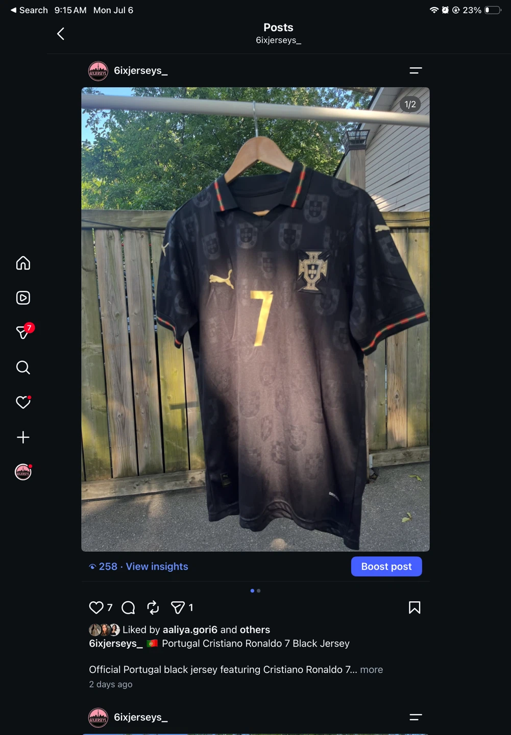 Portugal Cristiano Ronaldo #7 Black Jersey