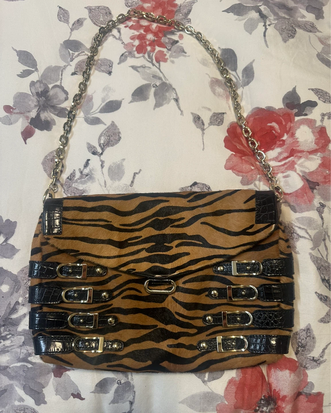 Authentic Jimmy Choo pony hair tiger clutch