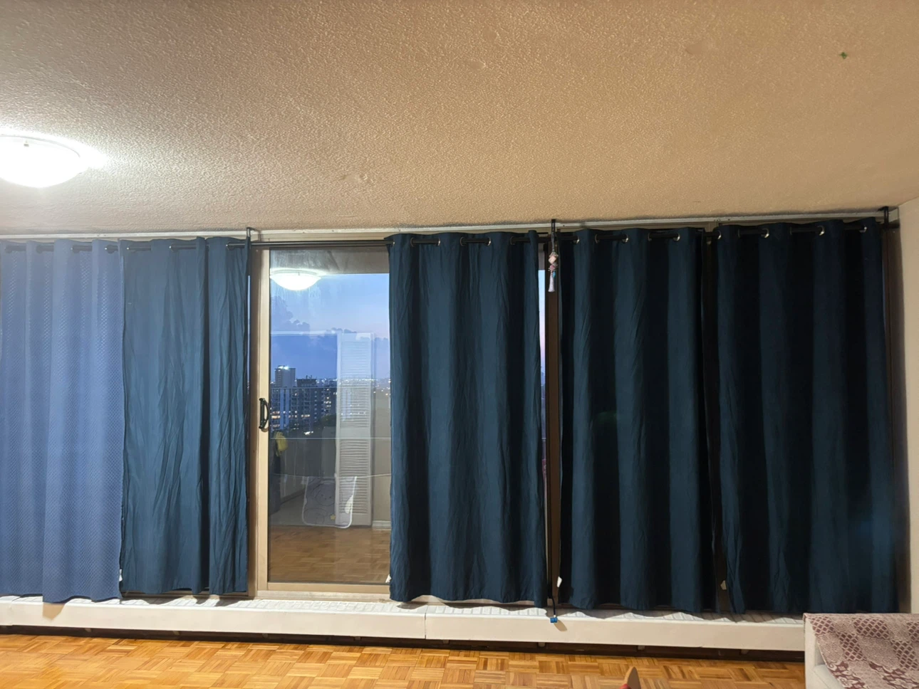 Dark Teal Curtains with thick rods for living room