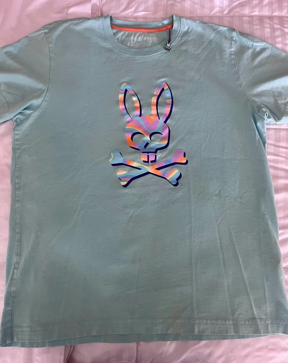 Psycho Bunny Light Blue Graphic T-Shirt Size S