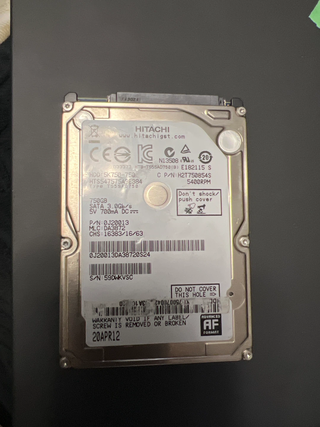 Hitachi 750GB Internal Hard Drive