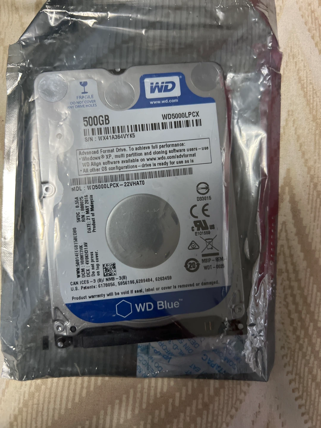 WD 500GB Hard Drive