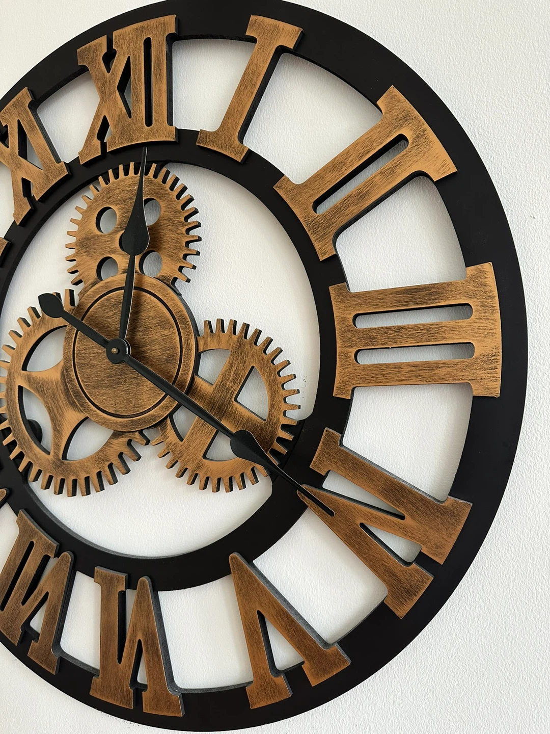 33" Roman Bronze Noiseless Silent Gear Wall Clock - photo 2
