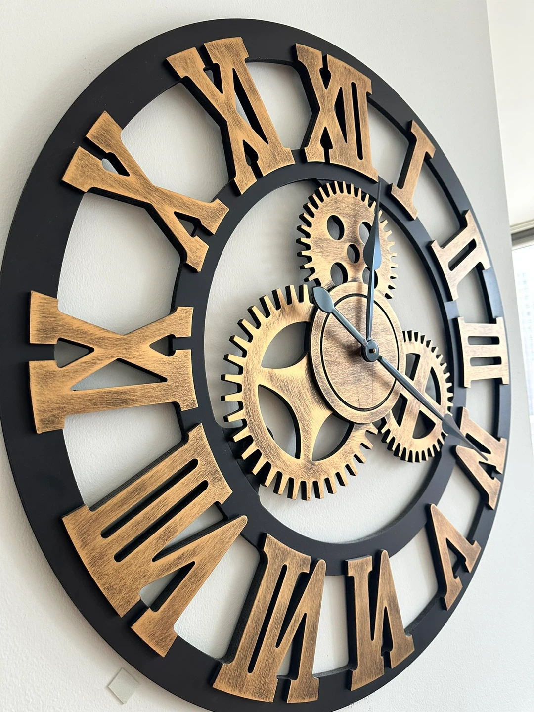 33" Roman Bronze Noiseless Silent Gear Wall Clock - photo 3