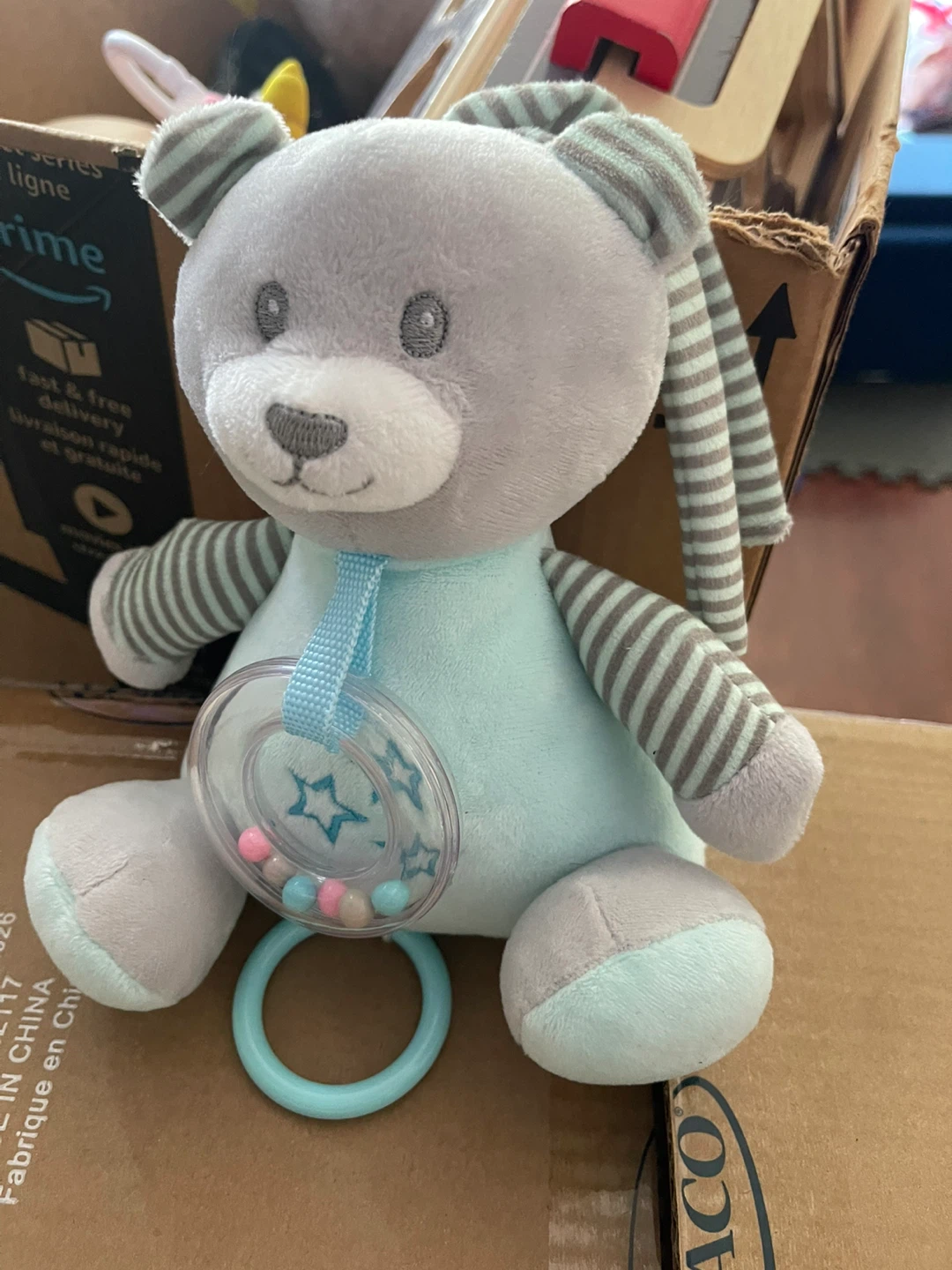 Plush Bear Toy with Rattle and Ring - photo 2