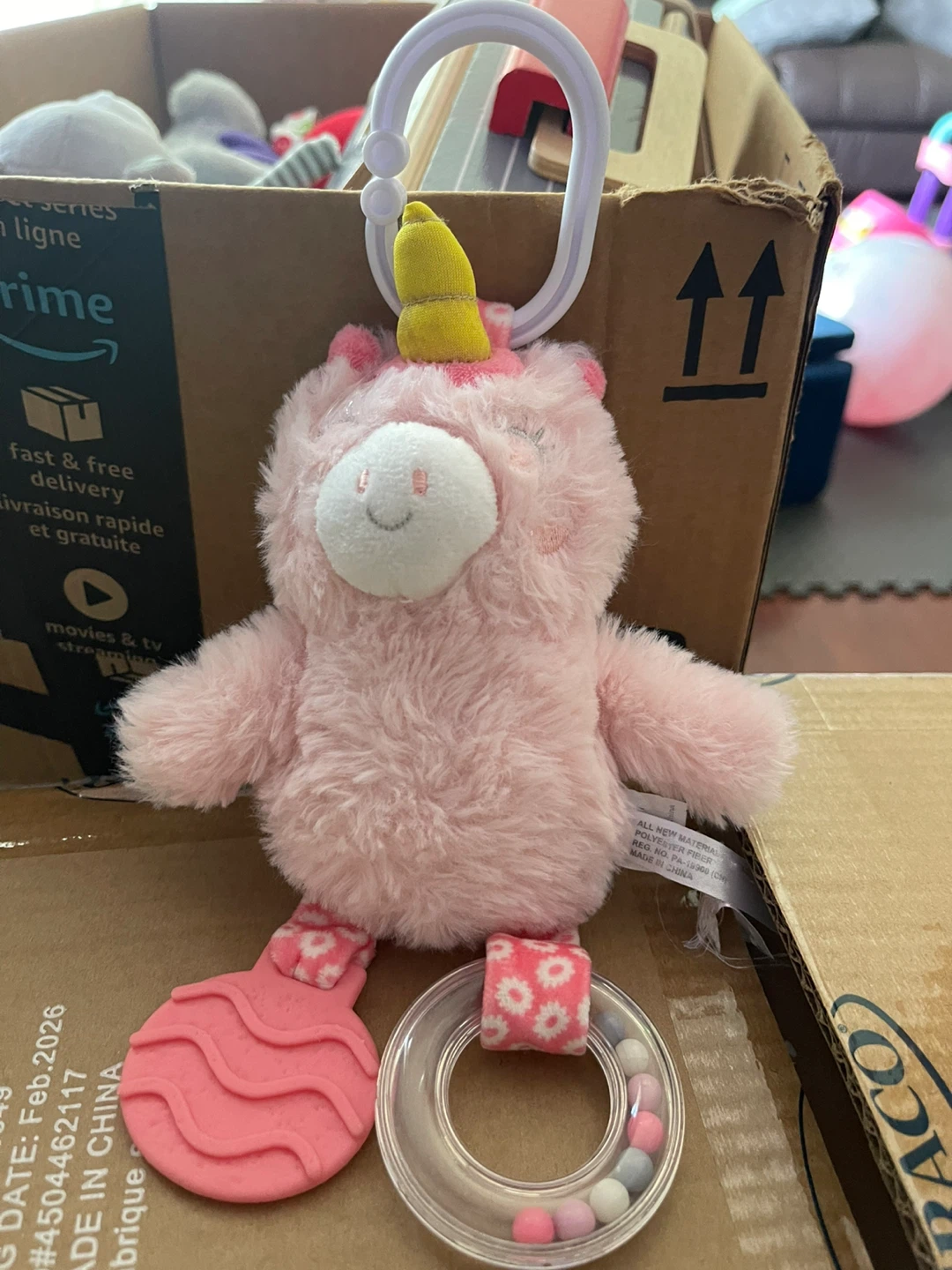 Pink Unicorn Plush Toy with Rattle and Teether - photo 2