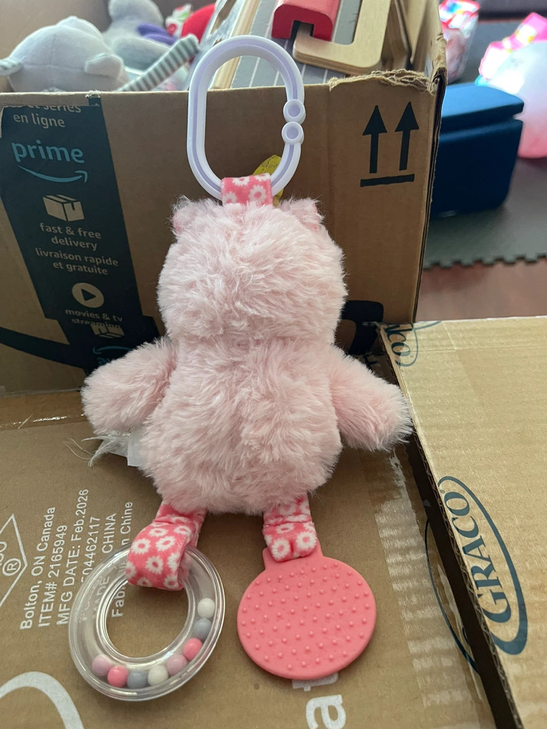 Pink Unicorn Plush Toy with Rattle and Teether - photo 3