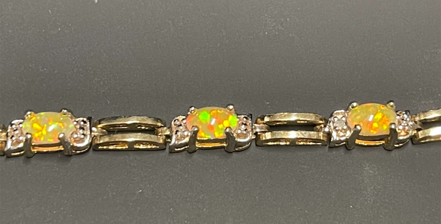Gold Plated, Opal & diamond accented Tennis Bracelet - photo 2